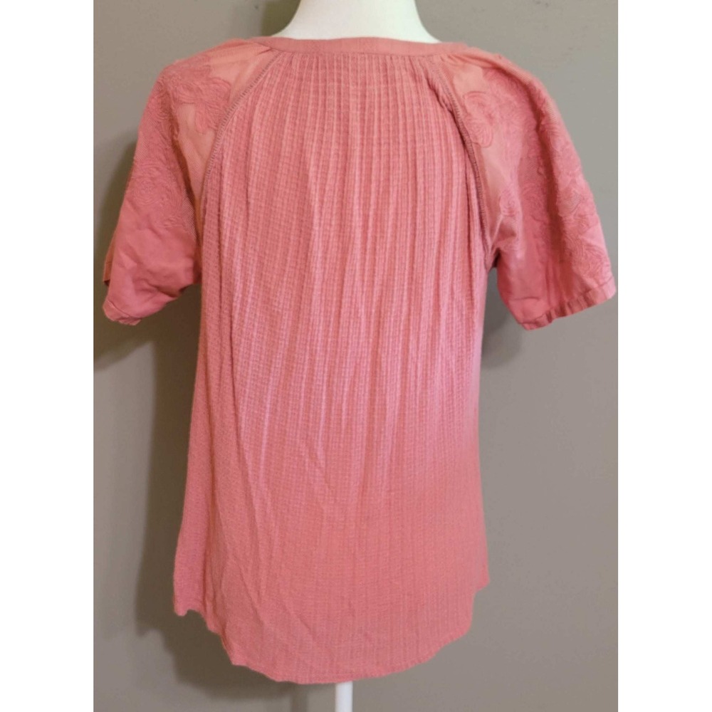 Lucky Brand Dusty Rose Thermal Knit Peasant Top - Picture 2 of 8